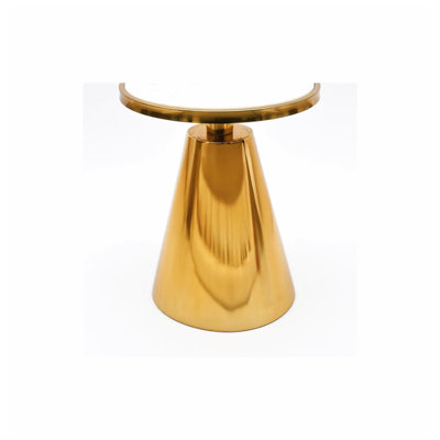 Table de bout ronde à piédestal en marbre blanc l 18 po x P 18 po x H 21,5 po Astoria