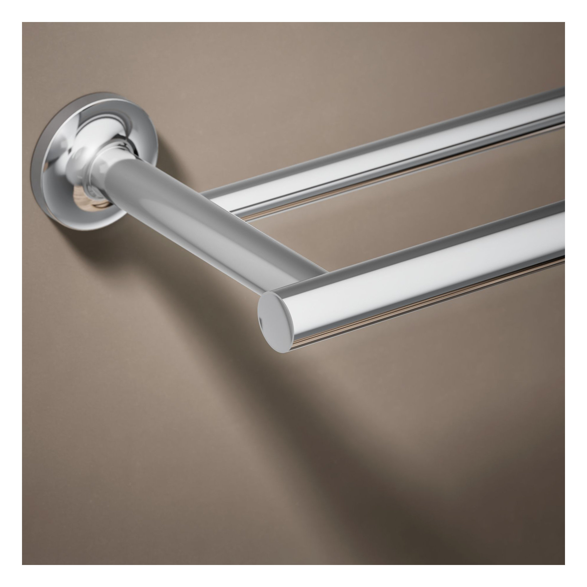 Purist Double 24" Wall Mounted Towel Bar, Polished Chrome