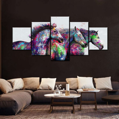 Chevaux colorés, reproduction sur toile