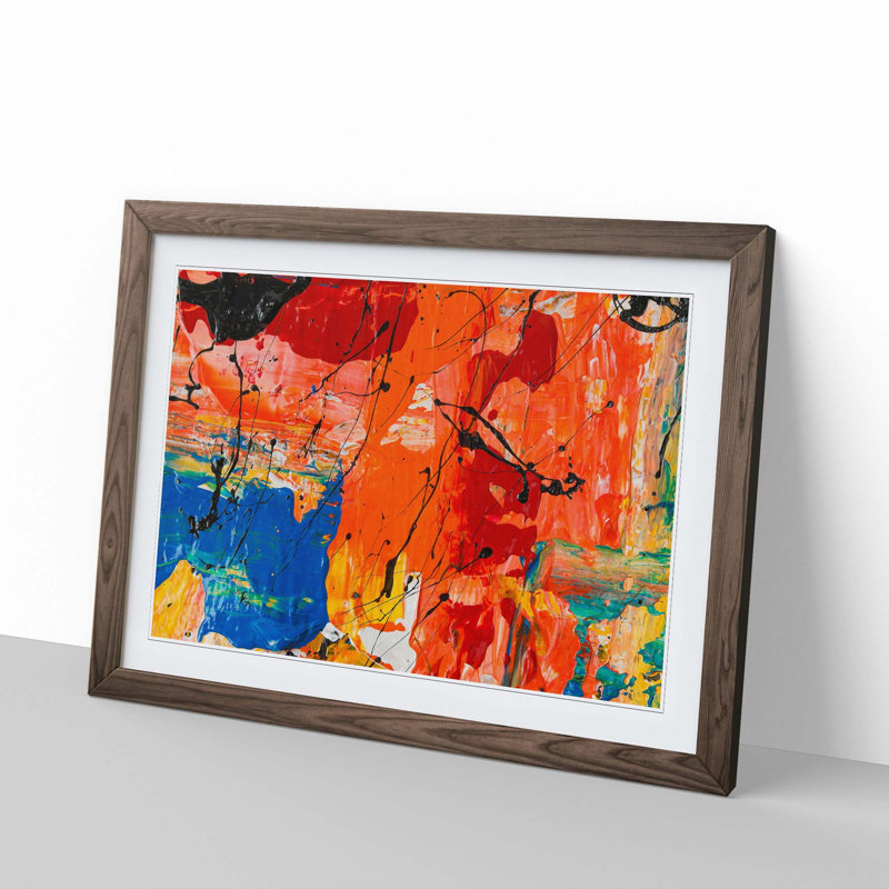 Abstract Art Painting Vol.183 by S.Johnson - Picture Frame Painting Print, 36cm H x 48cm W x 2cm D, Walnut Framed