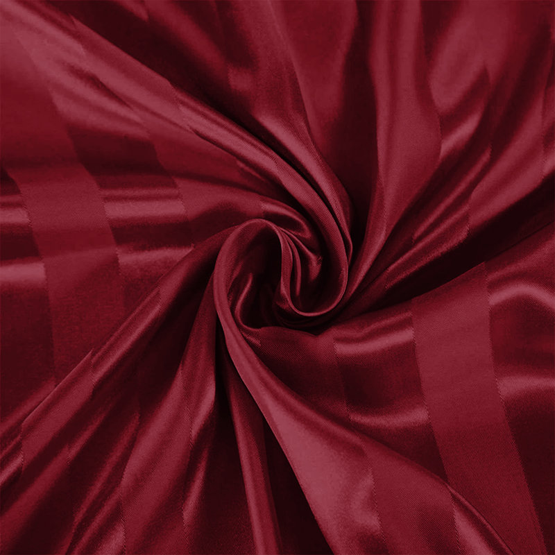 Premium Stripe Fitted Sheet - Deep Pocket, Wrinkle-Free, Ultra Soft Microfiber Bed Sheet, Single (3'), Burgundy Striped