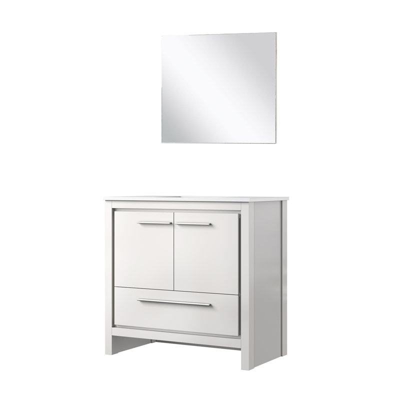 Bath Vanity 20 in. D, Top and 28 in. Mirror, 35.88" H x 24" W x 20.25" D, White