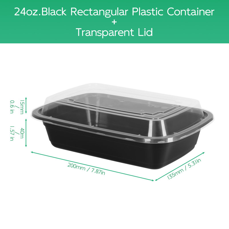 Disposable 24 oz Square Fast Food Containers - Pack of 50