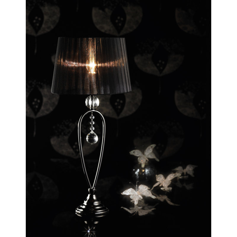 Rowell Metal Table Lamp, Black chrome/Black