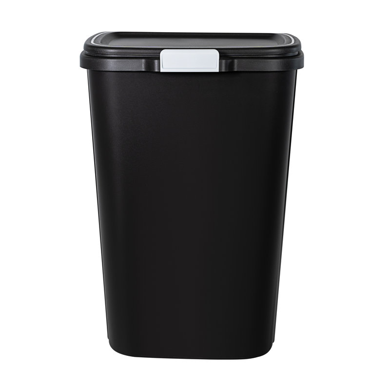 Black Plastic Manual Lift Trash Can Set - 13 Gallons