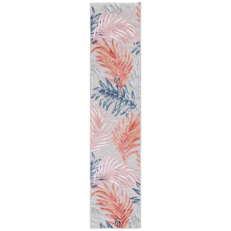 South Hadley Floral Gray/Rust/Navy Indoor / Outdoor Area Indoor/Outdoor Area Rug, Runner 2' x 9'