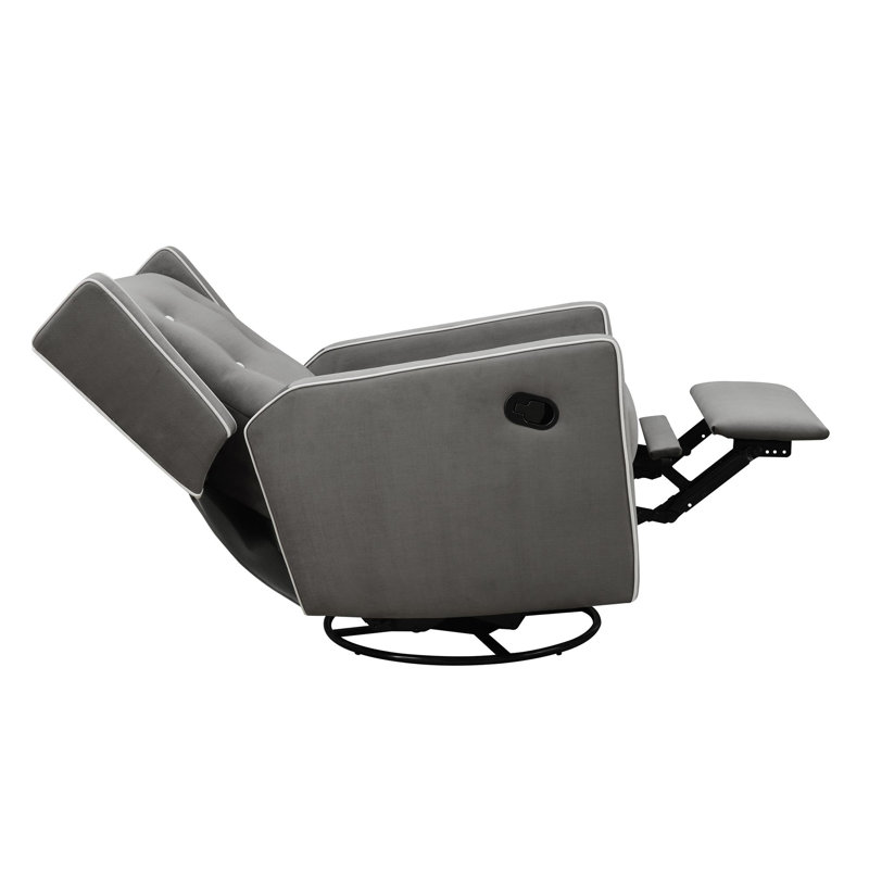 Hudak Swivel Reclining Glider, Grey Microfiber