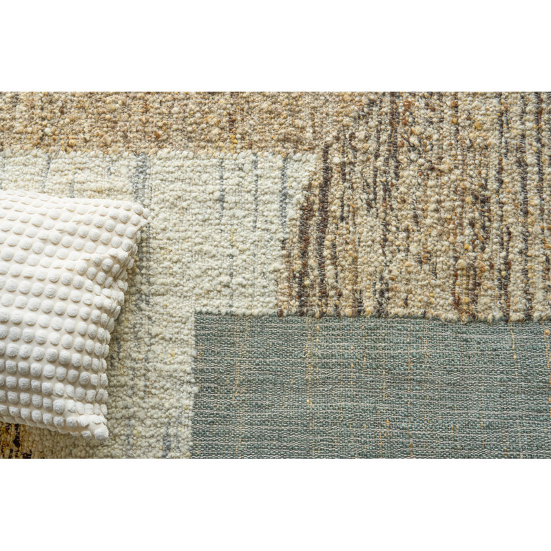 Pompano Hand Woven Wool/Jute Gray/Ivory/Beige Area Rug, 8'X10'