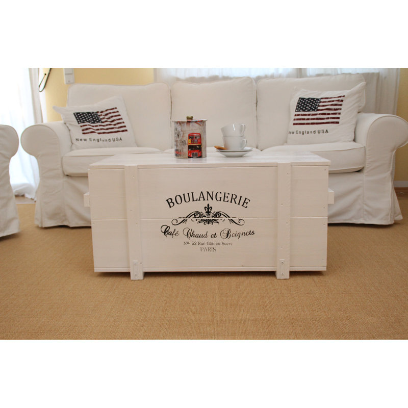 Jahiem Solid Wood Coffee Table, 46cm H x 98cm W x 55cm D, White