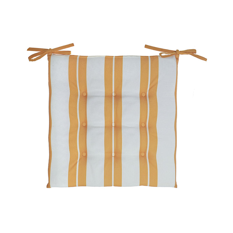 Coussin de chaise Boston d'extérieur touffeté à rayures Cabana 16 x 16 sarcelle - ensemble de 2, Jaune