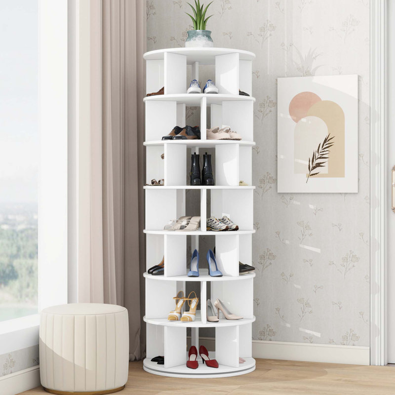 Range-chaussures rotatif 35 paires, Blanc