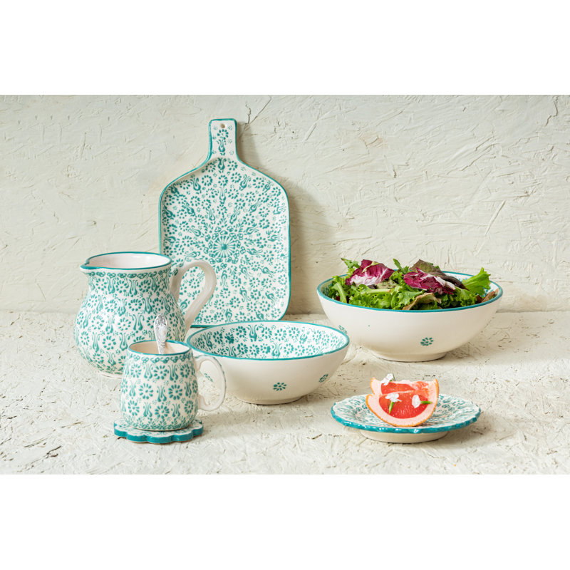 Hand Painted Ceramic Ceramic Coaster, White