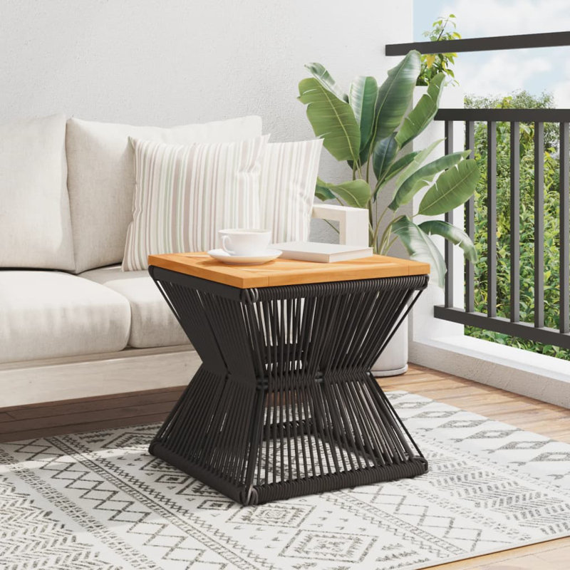  Table basse avec base en fil de bois d'acacia noir 15 po x 15 po x 15 po
