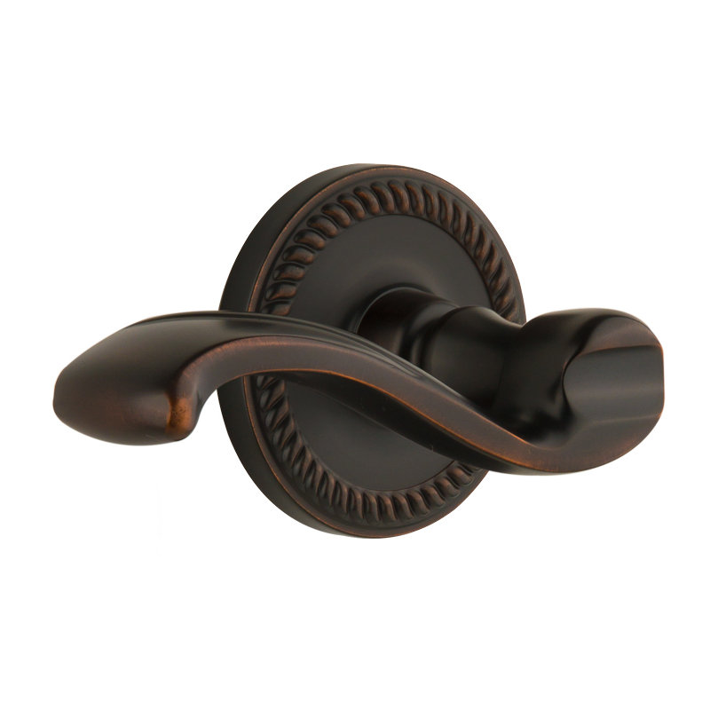 Grandeur Newport Rosette Single Dummy with Portofino Lever, Timeless Bronze, Left Handed
