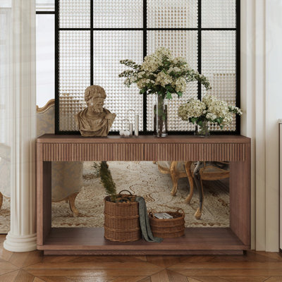 60" Modern 2-Drawer Fluted Console Table