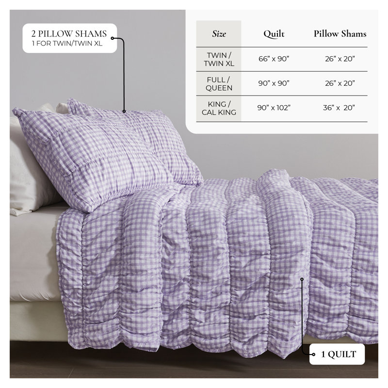 Ensemble de courtepointe Gingham, Full / Queen