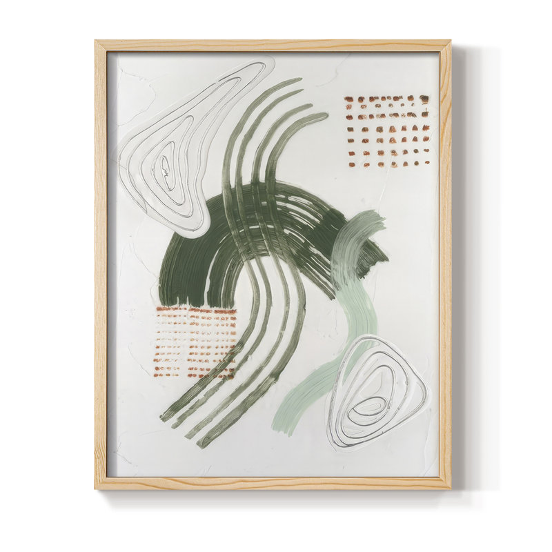 Jade Rhythm I Framed Print - Solid Wood, 11" H x 9" W, Natural