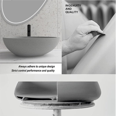 Schnappi 15'' Gray Concrete Oval Bathroom Sink