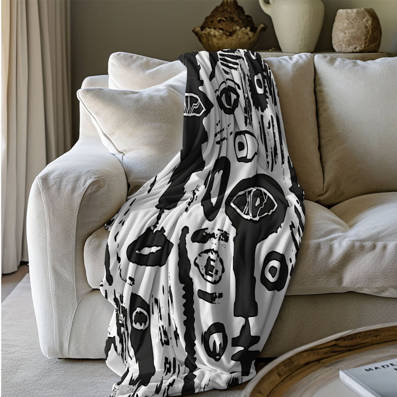 Cubist People Art - Couverture sherpa de qualité supérieure 1 pièce, Grand lit