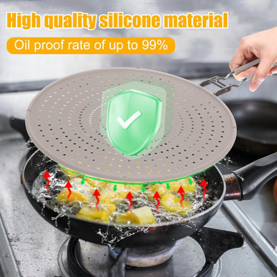 3 Pcs Silicone Splatter Screen for Frying Pan Grease Oil Splatter Collapsible Splash Guard