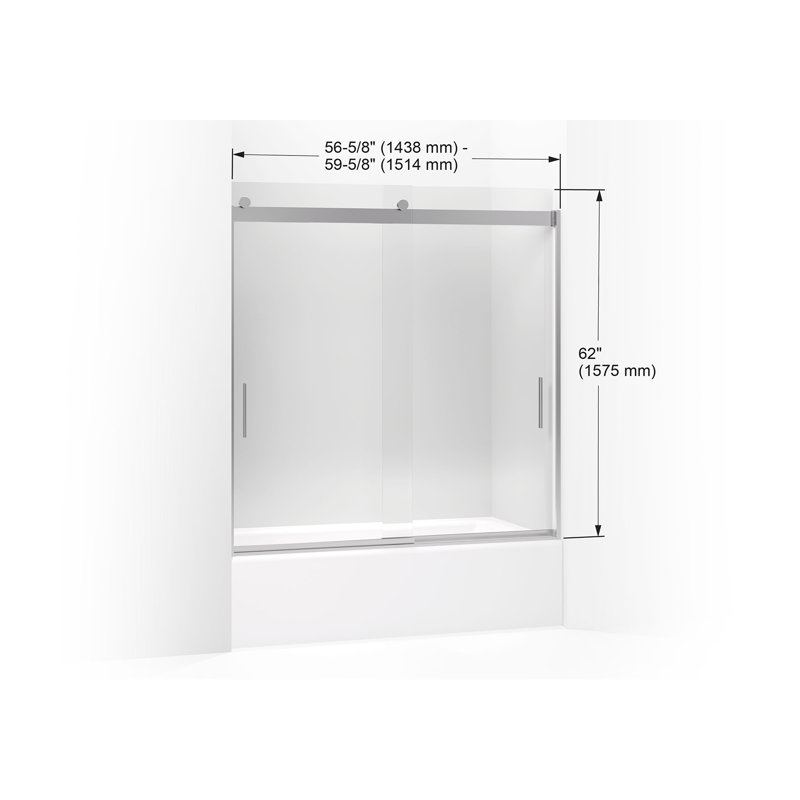 Porte de baignoire semi-sans cadre 59,63" avec technologie® cleancoat Levity, Nickel brossé
