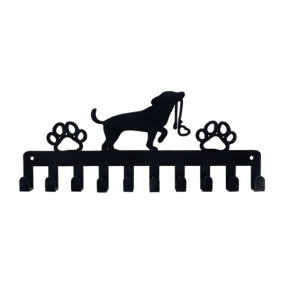 9.84" × 4.13" Dog Hook Wall Organizer, Rustic Metal Entryway Key Holder With Dog-shaped, Farmhouse Coat Rack for Leash & Towel