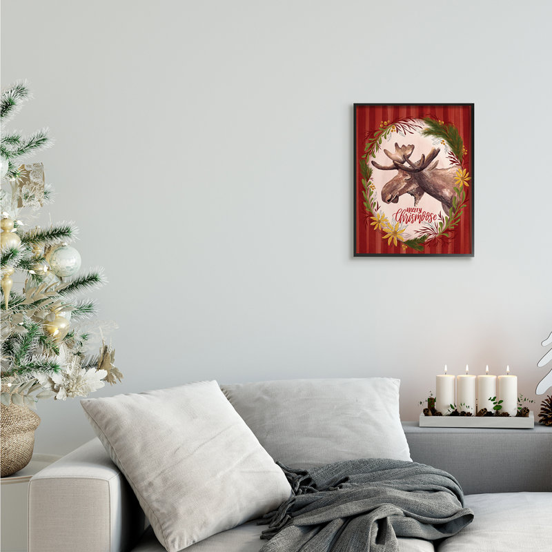 Merry Chris-Moose, Giclée encadrée noir minuit, H 14 po x l 11 po