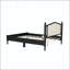 Full Size Wooden Platform Bed with Natural Rattan Headboard and Wooden Slat Support-214291833-214291839