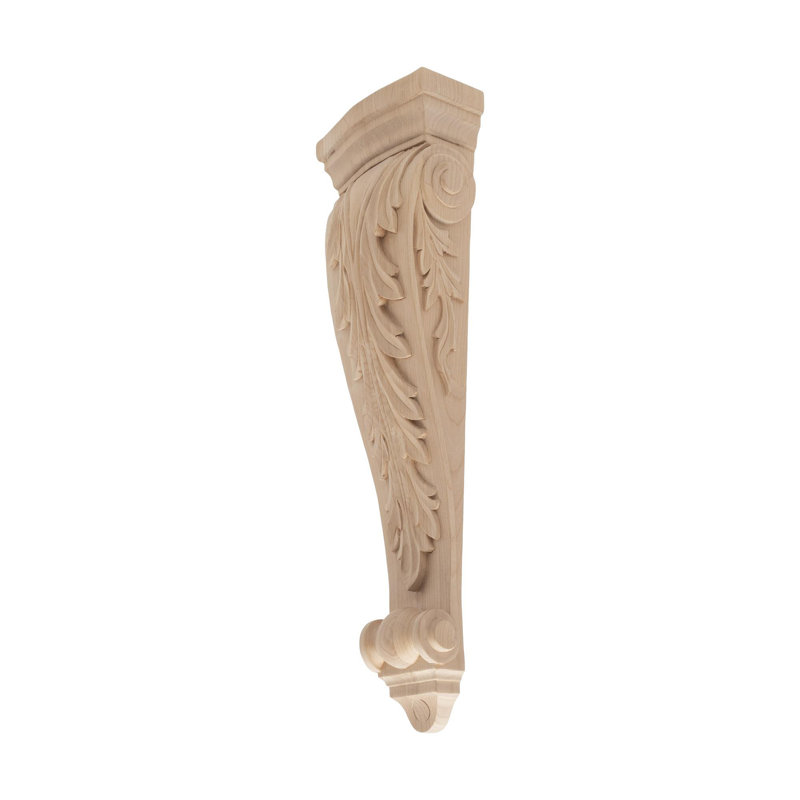 24" Unfinished Hand Carved Alder Wood Corbel