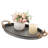 Galvanized Metal Iron Oval Tray With Rope Handle Farmhouse Serving Tray,Brown Gray