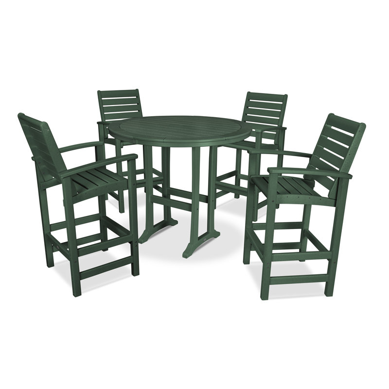 Signature 5 Piece Bar Height Dining Set, Green