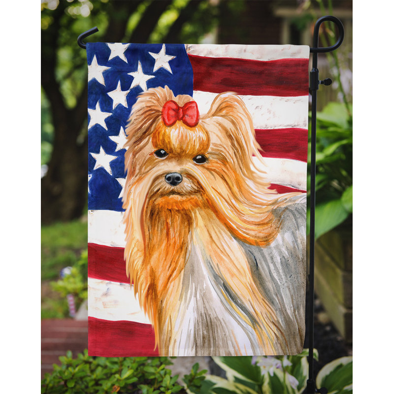2 côtés en polyester de 2 côtés american drapeau de jardin, Yorkshire terrier #2