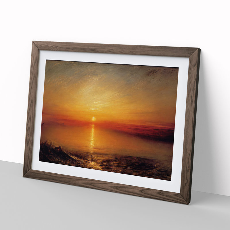 Magnificent Sunrise - Single Picture Frame Painting, 46cm H x 64cm W x 2cm D, Walnut