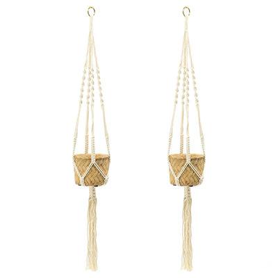 Ensemble de 2 pots à fleurs suspendus 5 po x 5 po x 4,5 po de style bohémien