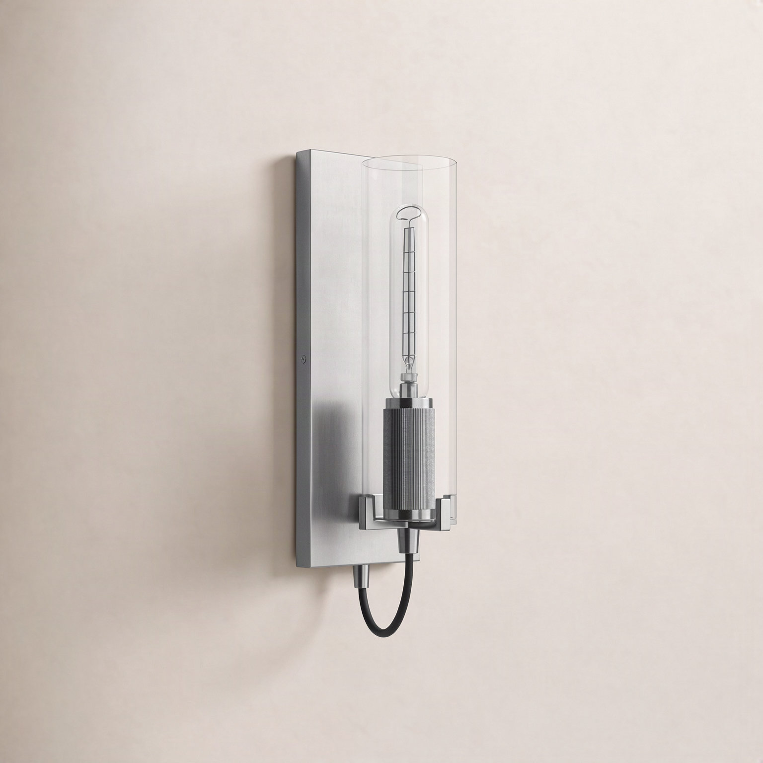 Cala Single Light Glass Dimmable Armed Sconce, Brushed Nickel