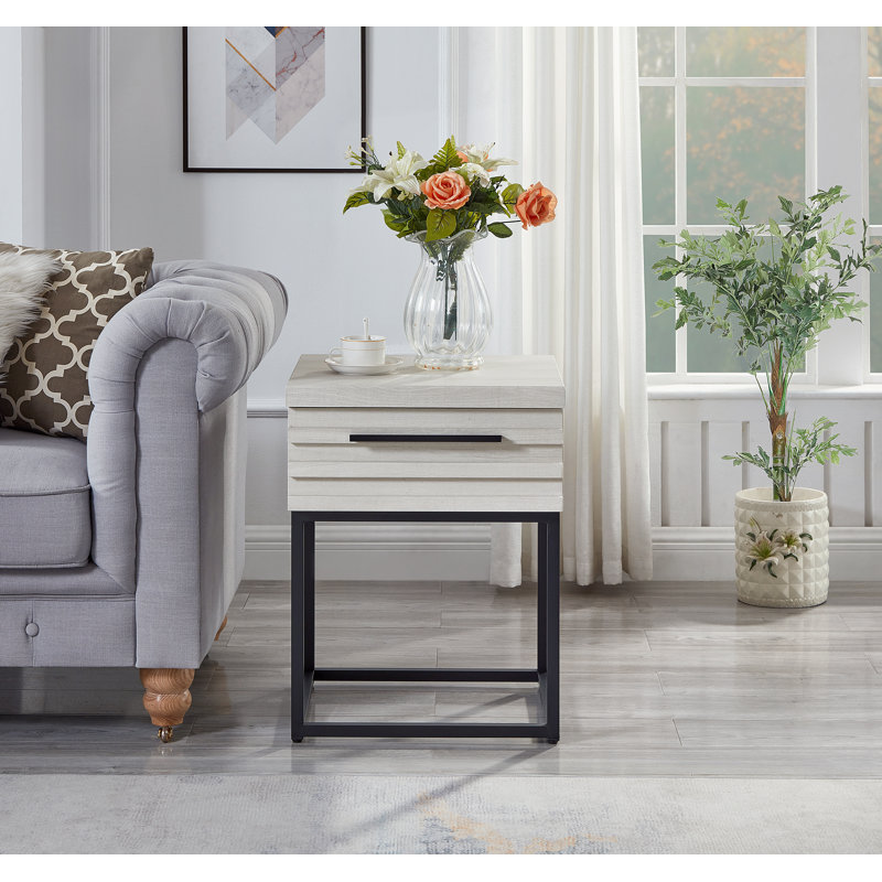 Sacheen End Table with Storage, White