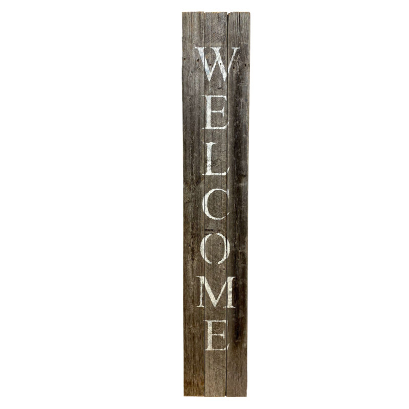 Décoration murale Welcome, Gris foncé rustique / blanc