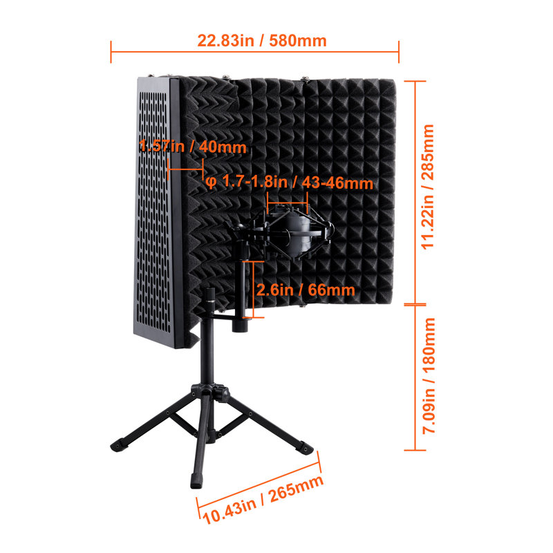 Bouclier d'isolation de microphone 5 panneaux avec filtre Pop Pop