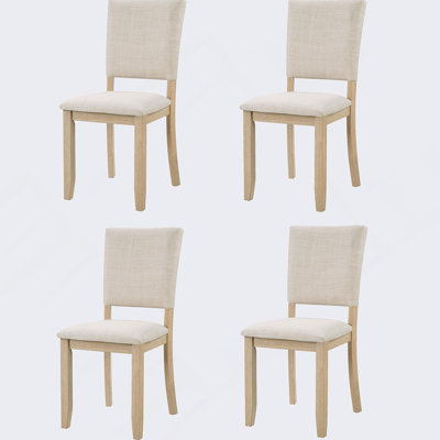Modern Minimalist Dining Chairs Set Of 4 With Padded Upholstered Seats And Solid Wood Frame For Kitchen And Dining Room