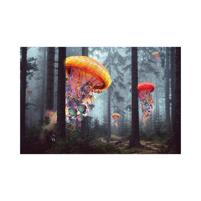 Electric Jellyfish Forest by David Loblaw - Print on Canvas, 101.6 cm H x 66.04 cm W x 1.91 cm D, Wrapped Canvas