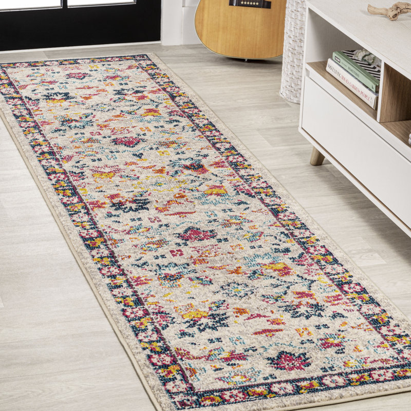 Modern Persian Boho Floral Beige/Multi Rug, Runner 2'3" x 8'