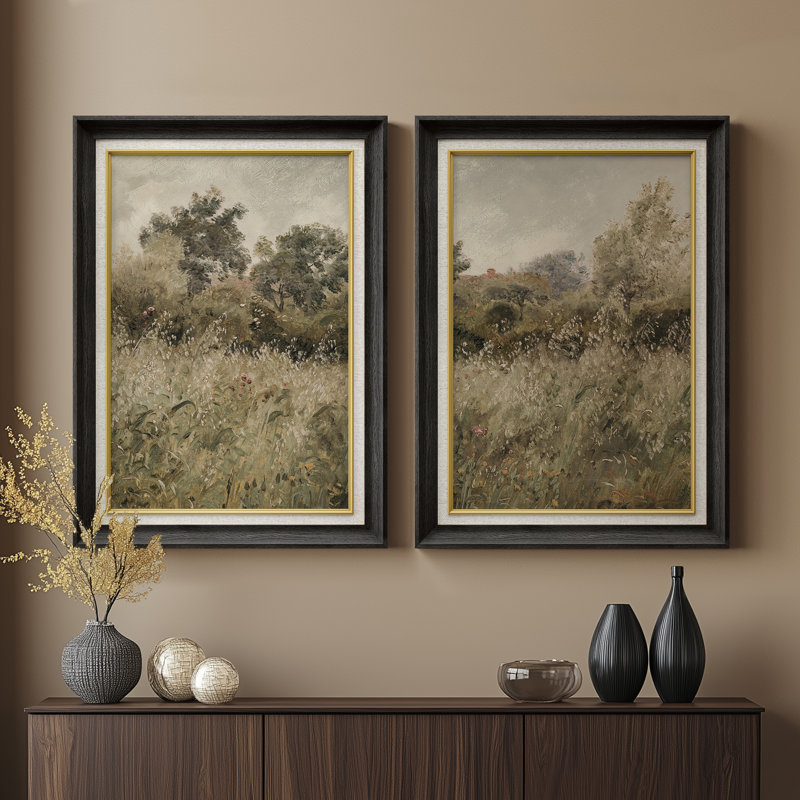 Ensemble de 2 œuvres d'art encadrées de qualité supérieure sur toile de qualité supérieure avec cadre de 26 po x 36 po, Noir