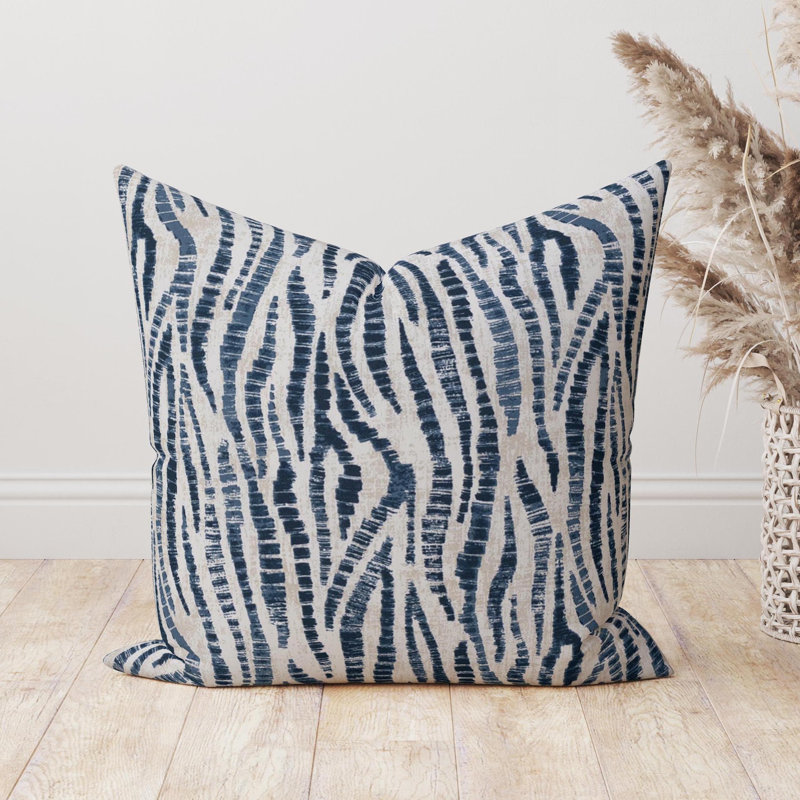 Navy Blue Abstract Animal Print Pillow Cover, 17"H x 17"W, Square
