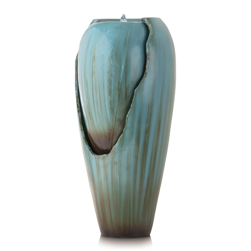 Outdoor Floor Fountain with Lights, Turquoise Blue