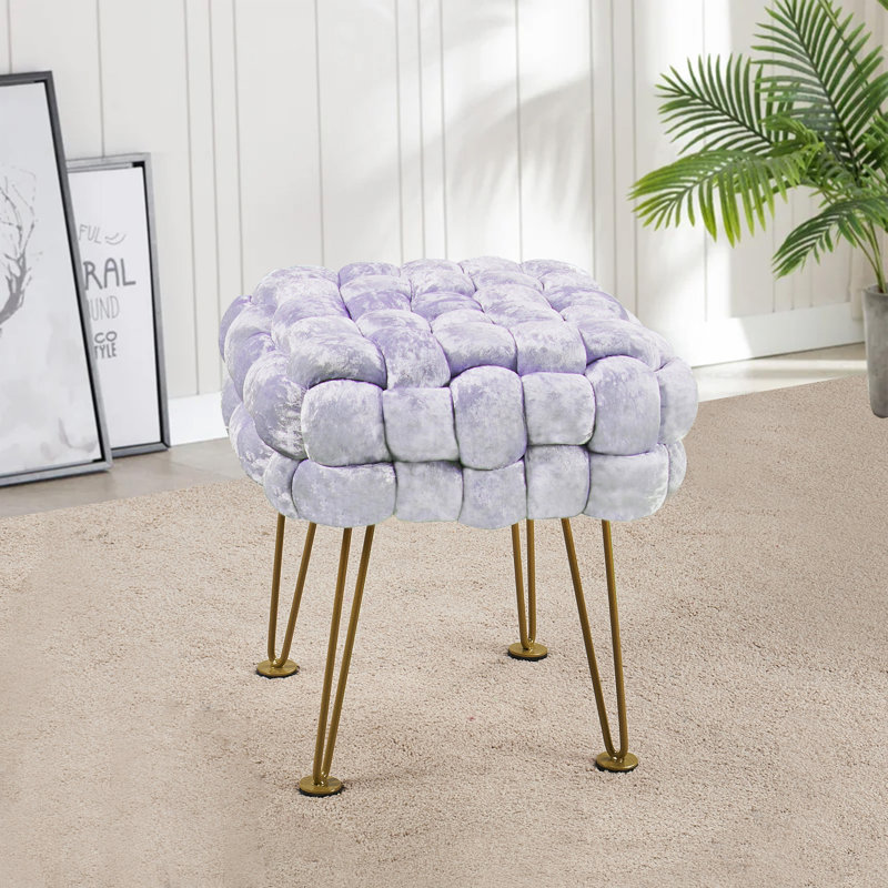 16" Wide Velvet Square Ottoman, Nirvana Velvet