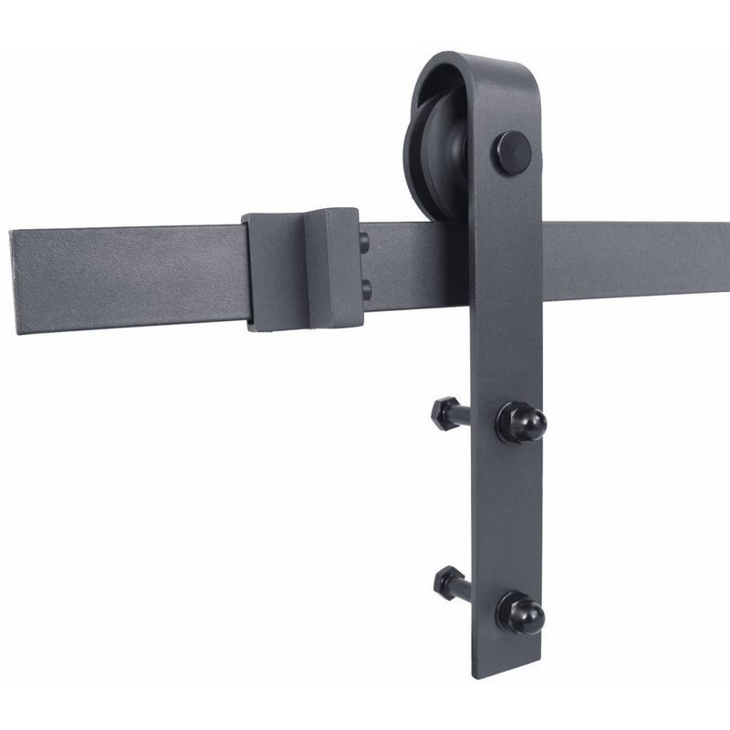 Cherry Red Solid Wood Barn Door Kit with Matte Black Hardware