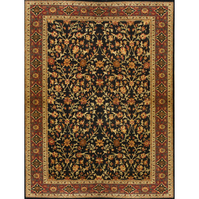 Wool Oriental Area Rug in Black