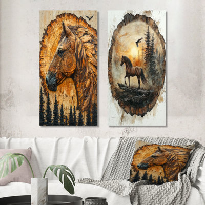 Native Horse Warrior Chief I - animaux, impressions sur toile 2 panneaux