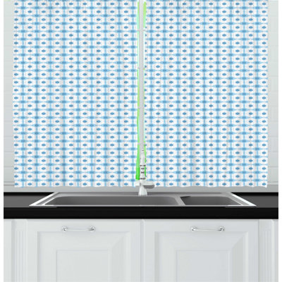 Geometric Ruffled Kitchen Curtain