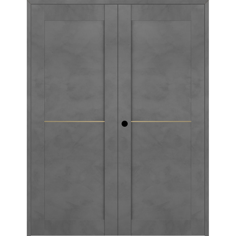 Porte double standard en bois manufacturé Avon 07 1H Gold, 71,75 po x 79,38 po, Chêne, Réversible